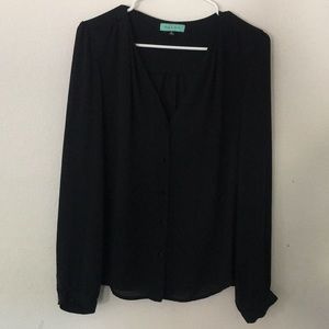 Black Button Down Long Sleeve Blouse